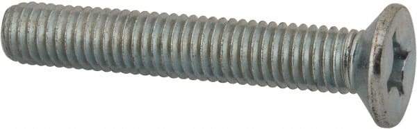 Value Collection - M8x1.25 Metric Coarse, 50mm OAL Phillips Drive Machine Screw - Flat Head, Grade 4.8 Steel, Zinc-Plated Finish, Without Washer - Benchmark Tooling