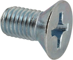 Value Collection - 1/4-28 UNF, 1/2" OAL Phillips Drive Machine Screw - Flat Head, Grade J82 Steel, Zinc-Plated Finish, Without Washer - Benchmark Tooling