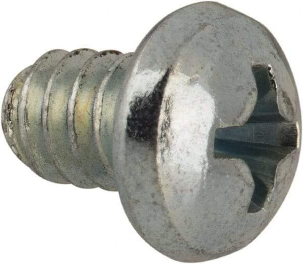 Value Collection - #10-24 UNC, 1/4" Length Under Head Phillips Drive Machine Screw - Round Head, Grade J82 Steel, Zinc-Plated Finish, Without Washer - Benchmark Tooling