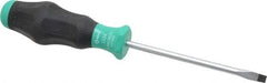 Wera - 198mm OAL Standard Slotted Screwdriver - 100mm Blade Length, Round Shank, Ergonomic Handle - Benchmark Tooling