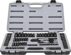 Stanley - 69 Piece 1/4 & 3/8" Drive Standard Deep Socket Set - 6 Points, 3/16 to 3/4", 7 to 19mm, Inch/Metric Measurement Standard - Benchmark Tooling