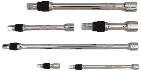 Proto - 1/4, 3/8 & 1/2" Drive Socket Locking Extension Set - 6 Pieces, Includes 1/4" Drive: 2", 6" & 3/8" Drive: 6", 12" & 1/2" Drive: 5", 10" Lengths - Benchmark Tooling