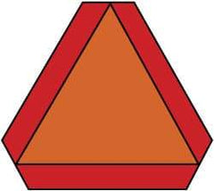 NMC - "Slow Moving Vehicle Emblem", 16" Wide x 14" High, Vinyl Construction Roadway Signs - 0.0045" Thick, Orange, High Intensity Reflectivity, Triangle, Adhesive Backed Mount - Benchmark Tooling