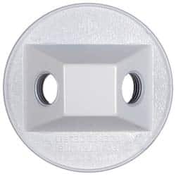 Cooper Crouse-Hinds - 2 Outlet, 1/2" Hole Diam, Powder Coat Finish, Round Noncorrosive Weatherproof Box Cover - 4-1/2" Wide x 9/16" High, Wet Locations, Aluminum, UL Listed - Benchmark Tooling