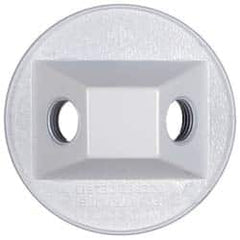 Cooper Crouse-Hinds - 2 Outlet, 1/2" Hole Diam, Powder Coat Finish, Round Noncorrosive Weatherproof Box Cover - 4-1/2" Wide x 9/16" High, Wet Locations, Aluminum, UL Listed - Benchmark Tooling