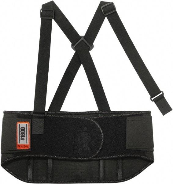 Ergodyne - Size L, Elastic Belt with Adjustable Shoulder Straps - 34 to 38" Waist, 9" Wide, Detachable Strap, Black - Benchmark Tooling