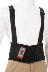 Ergodyne - Size XS, Elastic Belt with Adjustable Shoulder Straps - 22 to 25" Waist, 9" Wide, Detachable Strap, Black - Benchmark Tooling