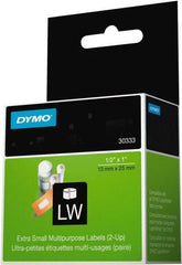 Dymo - 1" Wide x 1/2" Long, White Multi-Purpose Label - For DYMO LabelWriter Printers - Benchmark Tooling