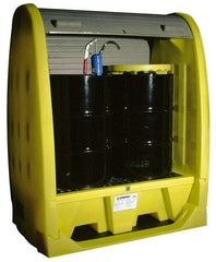 Enpac - 4 Drum, 66 Gal Sump Capacity, Pallet with Rolltop Hardcover - 69" High, Vertical Storage, Polyethylene - Benchmark Tooling