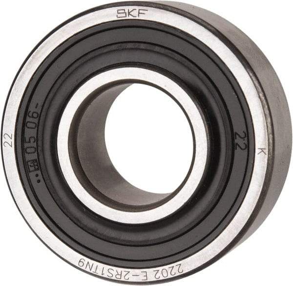 SKF - 15mm Bore Diam, 35mm OD, Double Seal Self Aligning Radial Ball Bearing - 14mm Wide, 2 Rows, Round Bore, 459 Lb Static Capacity, 1,960 Lb Dynamic Capacity - Benchmark Tooling