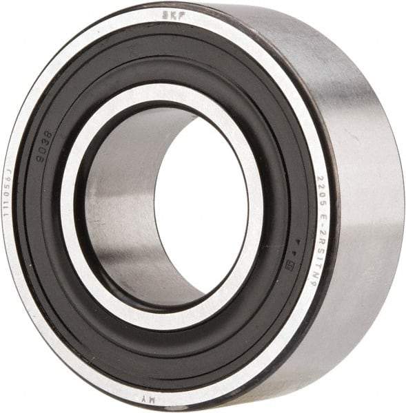 SKF - 25mm Bore Diam, 52mm OD, Double Seal Self Aligning Radial Ball Bearing - 18mm Wide, 2 Rows, Round Bore, 989 Lb Static Capacity, 3,780 Lb Dynamic Capacity - Benchmark Tooling