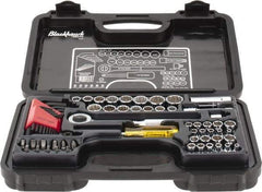 Blackhawk by Proto - 65 Piece 1/4 & 3/8" Drive Standard Socket Set - 5/32 to 13/16", 4 to 17mm, Inch/Metric Measurement Standard - Benchmark Tooling