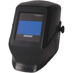 Jackson Safety - 5" Window Width x 4" Window Height, 9 to 13 Shade Auto-Darkening Lens, Fixed Front Welding Helmet - Black Plastic Blue Lens - Benchmark Tooling