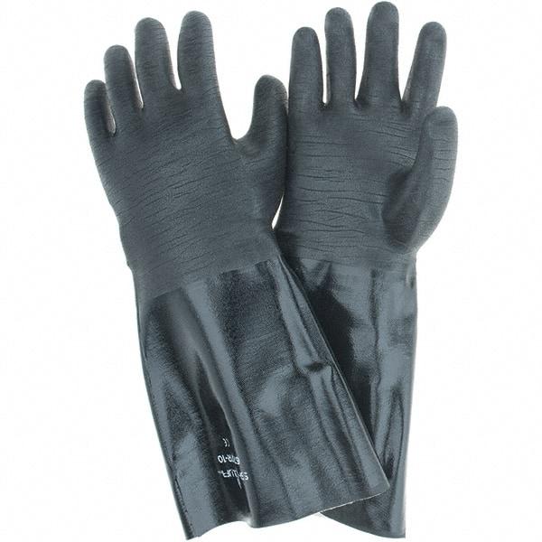 SHOWA - 18 mil Thick, Chemical Resistant Gloves - SZ10 RGH GRIP BLK 1/PR NEOGRAB ELBW LEN CHEM GLV - Benchmark Tooling