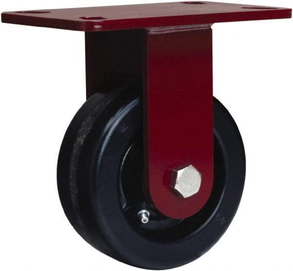 Hamilton - 5" Diam x 2" Wide x 6-3/4" OAH Top Plate Mount Rigid Caster - Phenolic, 1,000 Lb Capacity, Straight Roller Bearing, 4-1/2 x 6-1/2" Plate - Benchmark Tooling