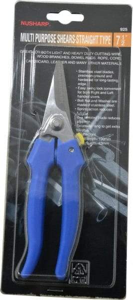 Value Collection - 3" LOC, 7-1/2" OAL Light Duty Shears - Ambidextrous, Plastic Straight Handle, For General Purpose Use - Benchmark Tooling