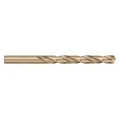 Jobber Length Drill Bit: 0.3438″ Dia, 135 °, Cobalt Bright/Uncoated, Right Hand Cut, Spiral Flute, Straight-Cylindrical Shank