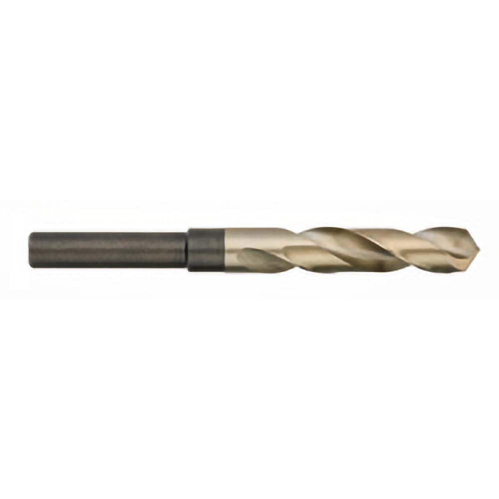 Reduced Shank Drill Bit: 21/32'' Dia, 1/2'' Shank Dia, 135  ™, Cobalt 6'' OAL, 3'' Flute Length, Bright/Uncoated Finish, Reduced Shank, Series 622