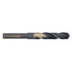 Titan USA - 17/32" 118° 1/2" Shank Black Oxide/Gold Finish High Speed Steel Silver & Deming Reduced Shank Drill Bit - Exact Industrial Supply