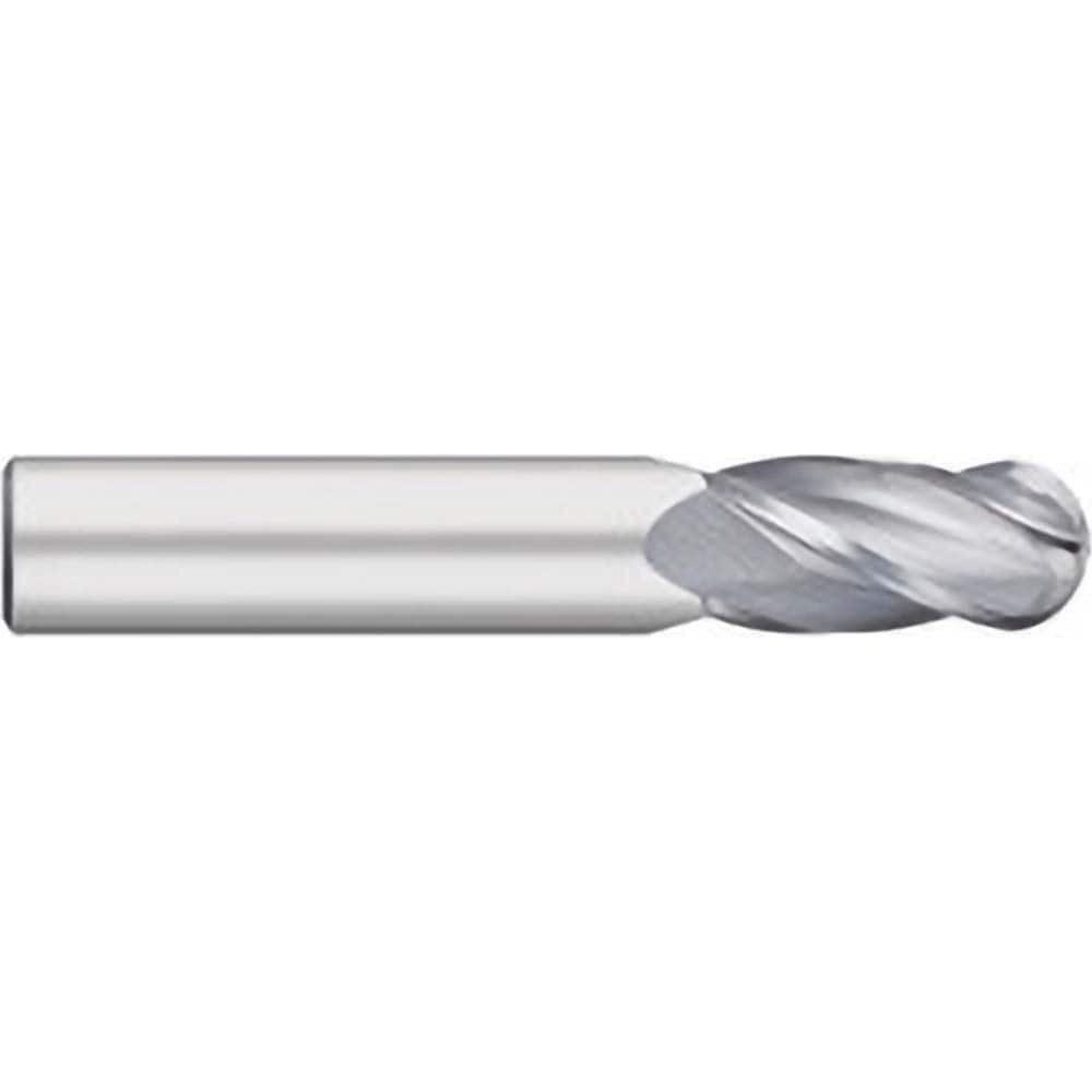Titan USA - Ball End Mills; Mill Diameter (Decimal Inch): 0.1094 ; Number of Flutes: 4 ; Length of Cut (Inch): 3/8 ; Length of Cut (Decimal Inch): 0.3750 ; Material: Solid Carbide ; Overall Length (Inch): 1-1/2 - Exact Industrial Supply
