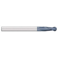 Ball End Mill: 0.5″ Dia, 1.5″ LOC, 2 Flute, Solid Carbide 6″ OAL, 1/2″ Shank Dia, 30 ° Helix, AlTiN Coated, Single End