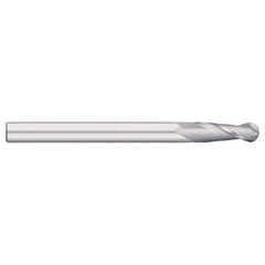 Ball End Mill: 0.75″ Dia, 3″ LOC, 2 Flute, Solid Carbide 6″ OAL, 3/4″ Shank Dia, 30 ° Helix, Uncoated, Single End