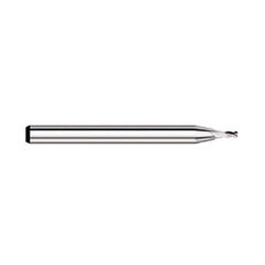 Corner Radius End Mill: 0.025″ Dia, 0.038″ LOC, 0.005″ Radius, 4 Flutes, Solid Carbide 1-1/2″ OAL, 1/8″ Shank Dia, 30 ° Helix, Bright/Uncoated, Corner Radius End, Centercutting