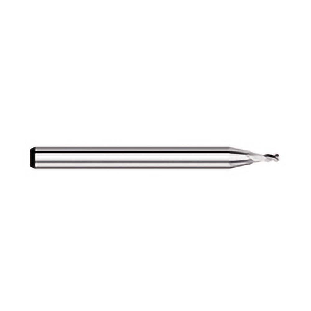 Corner Radius End Mill: 0.03″ Dia, 0.045″ LOC, 0.005″ Radius, 4 Flutes, Solid Carbide 1-1/2″ OAL, 1/8″ Shank Dia, 30 ° Helix, Bright/Uncoated, Corner Radius End, Centercutting