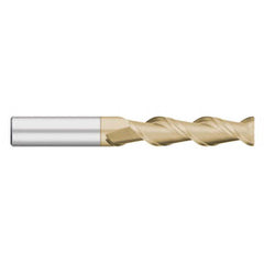 Corner Radius End Mill: 3/8″ Dia, 1-1/2″ LOC, 0.02″ Radius, 2 Flutes, Solid Carbide 4″ OAL, 3/8″ Shank Dia, 45 ° Helix, ZrN Coated, Corner Radius End, Centercutting