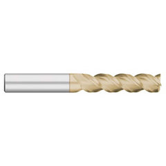 Square End Mill: 1/2'' Dia, 2'' LOC, 1/2'' Shank Dia, 4'' OAL, 3 Flutes, Solid Carbide Single End, ZrN Finish, Upcut Flute, 45 ° Helix, Centercutting, RH Cut, RH Flute