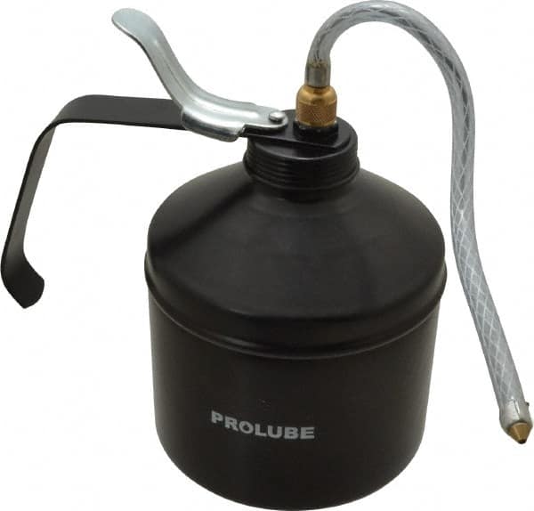 PRO-LUBE - 1,000 mL Capcity, 9" Long Flexible Spout, Lever-Type Oiler - Steel Pump, Steel Body, Powder Coated - Benchmark Tooling