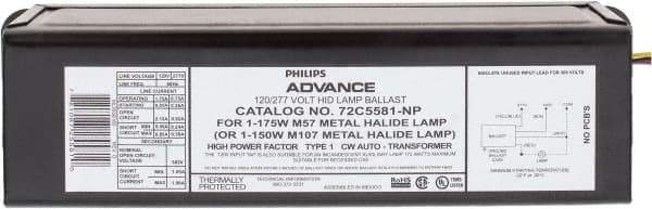 Philips Advance - 175 Watt, CWA Circuit, Metal Halide, High Intensity Discharge Ballast - 120/208/240/277 Volts, 0.9 to 2.0 Amp, 11-3/4 Inch Long x 3-3/16 Inch Wide x 2-5/8 Inch High - Benchmark Tooling