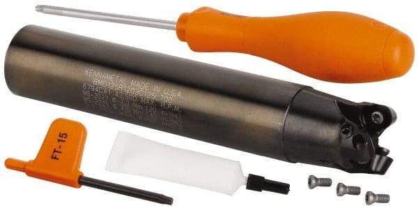 Kennametal - 32mm Cutting Diam, 32mm Shank Diam, 1.26" Max Depth of Cut, Straight Shank Indexable Copy End Mill - 3 Inserts, RP.T 1204M0.. Insert, Through Coolant - Benchmark Tooling