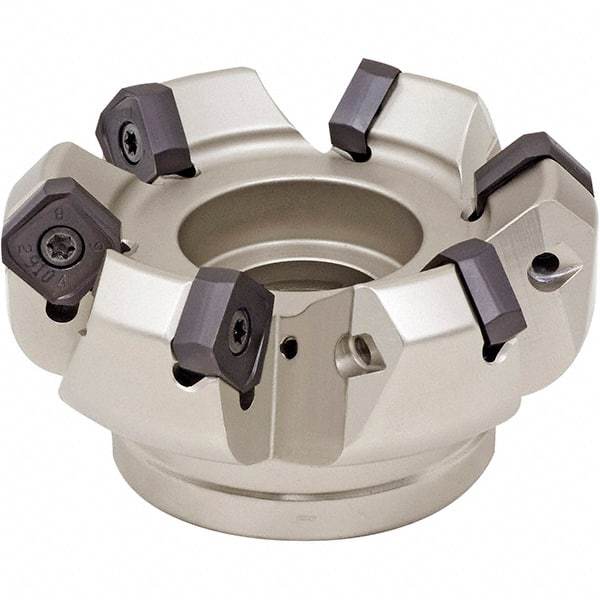 Iscar - 6.58" Cut Diam, 2" Arbor Hole, 0.276" Max Depth of Cut, 45° Indexable Chamfer & Angle Face Mill - 10 Inserts, S845 SX.U 16.. Insert, Right Hand Cut, 10 Flutes, Series Helido - Benchmark Tooling