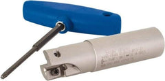 Iscar - 1" Cut Diam, 0.472" Max Depth of Cut, 1" Shank Diam, 4" OAL, Indexable Square Shoulder Helical End Mill - H490 AN.X 12 Inserts, Weldon Shank, 90° Lead Angle, Through Coolant, Series Helido - Benchmark Tooling