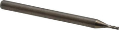 Accupro - 1mm, 2mm LOC, 3mm Shank Diam, 38mm OAL, 4 Flute, Solid Carbide Square End Mill - Single End, Uncoated, Spiral Flute, 30° Helix, Centercutting, Right Hand Cut, Right Hand Flute - Benchmark Tooling