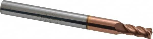 Accupro - 4.5mm, 9.5mm LOC, 6mm Shank Diam, 63mm OAL, 4 Flute, Solid Carbide Square End Mill - Single End, TiCN Finish, Spiral Flute, 40° Helix, Centercutting, Right Hand Cut, Right Hand Flute - Benchmark Tooling