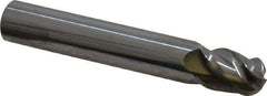 Accupro - 12mm Diam, 16mm LOC, 4 Flute Solid Carbide Ball End Mill - Uncoated, Single End, 76mm OAL, 12mm Shank Diam, Spiral Flute - Benchmark Tooling