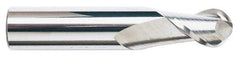 Accupro - 11mm Diam, 14mm LOC, 2 Flute Solid Carbide Ball End Mill - TiCN Finish, Single End, 76mm OAL, 12mm Shank Diam, Spiral Flute - Benchmark Tooling