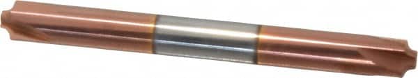 Accupro - 0.062" Radius, 1/4" Mill Diam, 4 Flute Solid Carbide Corner Rounding End Mill - Double End, TiCN Finish, 2-1/2" OAL, 1/4" Shank Diam - Benchmark Tooling