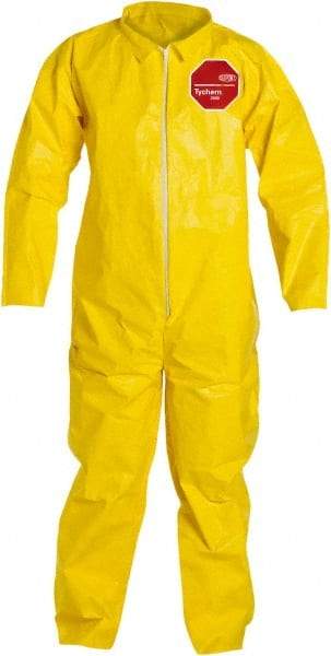 Dupont - Size M PE Film Chemical Resistant Coveralls - Yellow, Zipper Closure, Open Cuffs, Open Ankles, Serged Seams - Benchmark Tooling