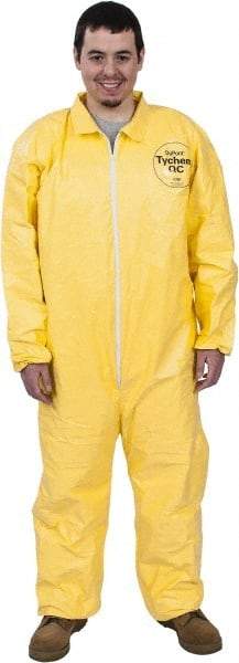 Dupont - Size 3XL PE Film Chemical Resistant Coveralls - Yellow, Zipper Closure, Elastic Cuffs, Elastic Ankles, Serged Seams - Benchmark Tooling