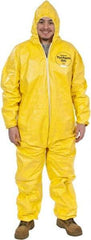 Dupont - Size 2XL PE Film Chemical Resistant Coveralls - Yellow, Zipper Closure, Elastic Cuffs, Elastic Ankles, Serged Seams - Benchmark Tooling