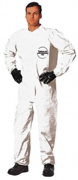 Dupont - Size 3XL Saranex Chemical Resistant Coveralls - White, Zipper Closure, Elastic Cuffs, Elastic Ankles, Bound Seams - Benchmark Tooling