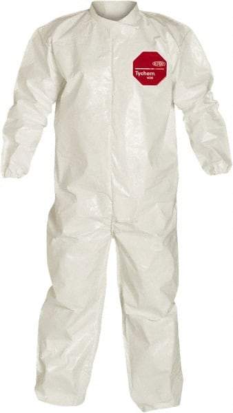 Dupont - Size 2XL Saranex Chemical Resistant Coveralls - White, Zipper Closure, Elastic Cuffs, Elastic Ankles, Bound Seams - Benchmark Tooling