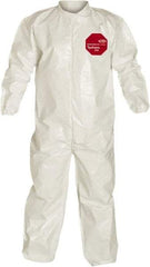 Dupont - Size M Saranex Chemical Resistant Coveralls - White, Zipper Closure, Elastic Cuffs, Elastic Ankles, Bound Seams - Benchmark Tooling