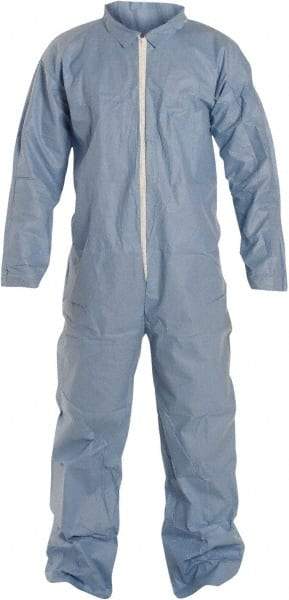 Dupont - Size M FR Disposable Flame Resistant/Retardant Coveralls - Blue, Zipper Closure, Open Cuffs, Open Ankles, Serged Seams - Benchmark Tooling