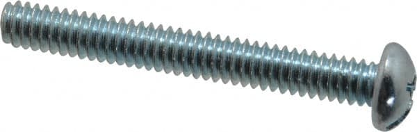 Value Collection - 1/4-20 UNC, 2" Length Under Head Slotted/Phillips Drive Machine Screw - Round Head, Grade J82 Steel, Zinc-Plated Finish, Without Washer - Benchmark Tooling