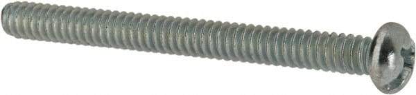 Value Collection - #10-24 UNC, 2" Length Under Head Slotted/Phillips Drive Machine Screw - Round Head, Grade J82 Steel, Zinc-Plated Finish, Without Washer - Benchmark Tooling