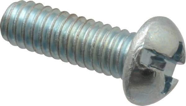 Value Collection - #8-32 UNC, 1/2" Length Under Head Slotted/Phillips Drive Machine Screw - Round Head, Grade 2 Steel, Zinc-Plated Finish, Without Washer - Benchmark Tooling